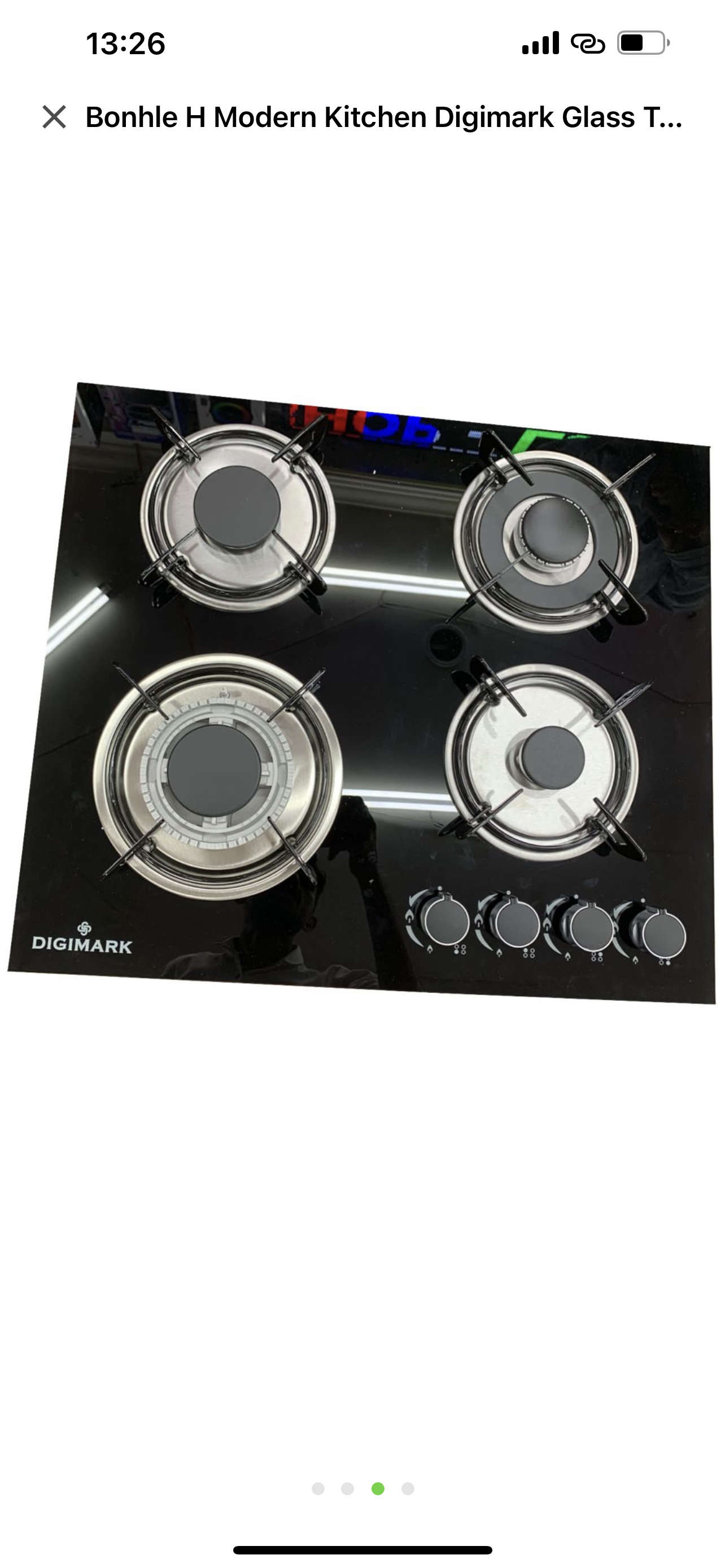 Bonhle H Modern Kitchen Digimark Glass Top Gas Stove - 4 Burner New 51x59cm