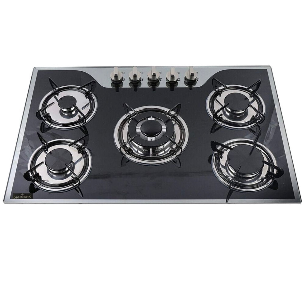 Home Kitchen Bonhle H Digital Glass Top Gas Stove - 5 Burner 77x51cm