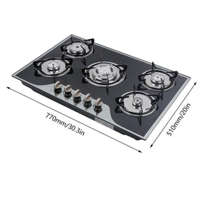 Home Kitchen Bonhle H Digital Glass Top Gas Stove - 5 Burner 77x51cm