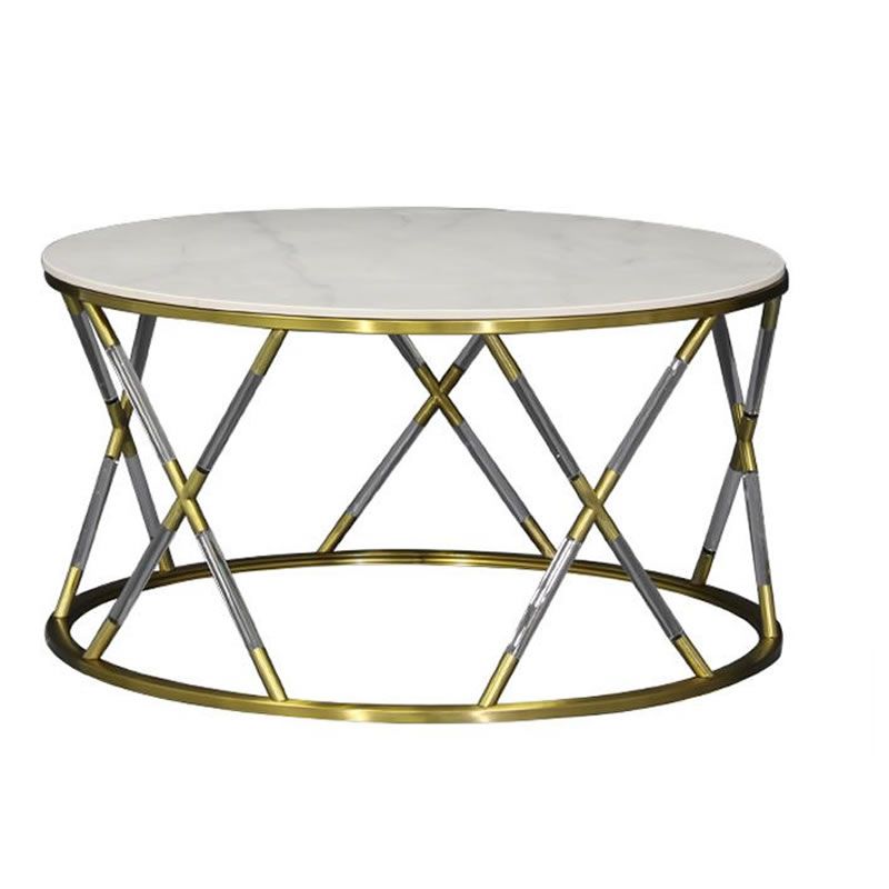 Modern and Classy Gold Metal Legs and a Marble Surface Coffee Table