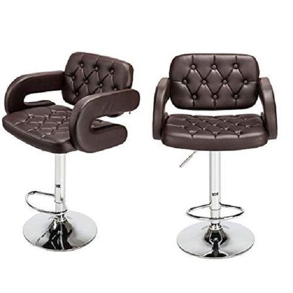 Pair of - MAK Faux Leather Luxury Barstools with armrests