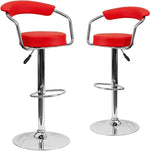 Load image into Gallery viewer, Bar Stools with Arms and Chrome Base - Set of 2 - Red
