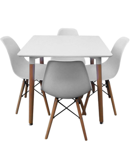 Square Table with 4 Chairs - White