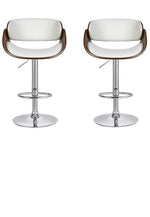 Load image into Gallery viewer, Figo Wooden cutout barstool with faux leather - White - Set of 2
