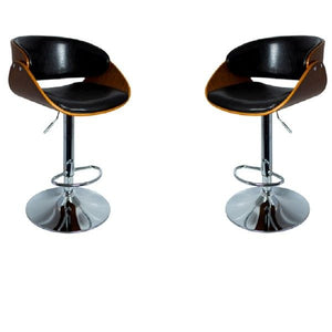 Figo Wooden cutout barstool with faux leather - set of 2