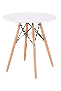 Modern Wooden Round Dining Table with 3 Emmy Wooden Leg Chairs -White