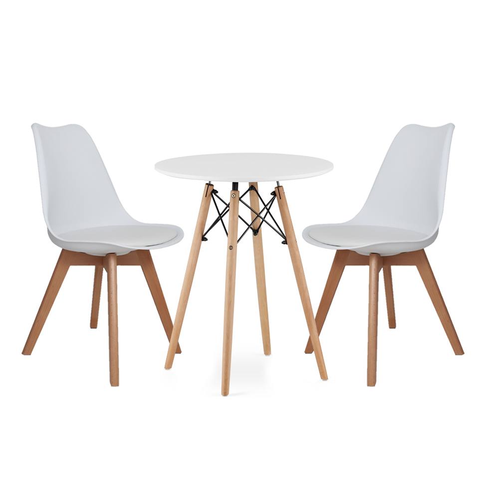 Dining Suites - Rounded Dining Table with Two Padded Chairs