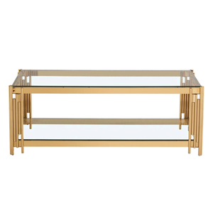 Coffee Tables - Rectangular Tempered Glass Top with Steel Frame