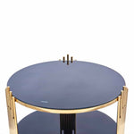 Load image into Gallery viewer, Coffee Tables - Gold Frame - Rounded Black Glass Top
