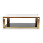 Load image into Gallery viewer, Coffee Tables - Rectangular Faux Marble Top with Steel Frame
