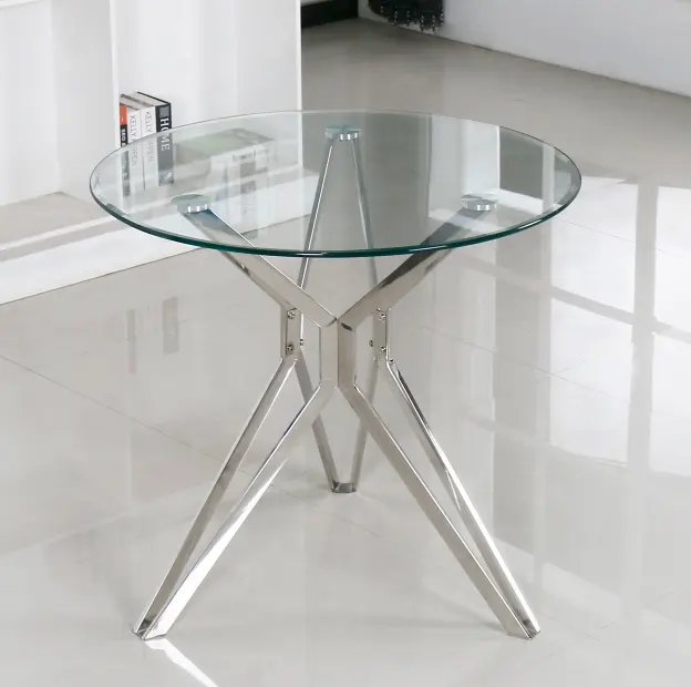 Dining Tables - Glass Top - Silver Chrome Legs