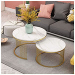 Load image into Gallery viewer, Round Nesting Tables with Satin Gold Trim - Set of 2
