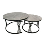 Load image into Gallery viewer, Set of Two Round Coffee Tables with Grey Ceramic Top
