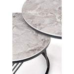 Load image into Gallery viewer, Set of Two Round Coffee Tables with Grey Ceramic Top
