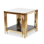 Load image into Gallery viewer, Side / End Tables - Faux Marble Top - With Stainless Steel Base
