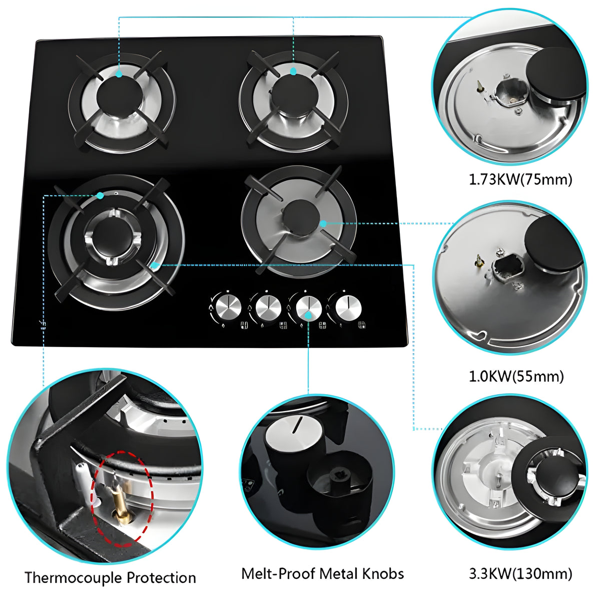 Aruif On Counter 4 Plate Gas Burner Stove