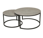 Load image into Gallery viewer, Coffee Tables Nesting Set of 2 - Grey Round Faux Marble Top - Black Frame
