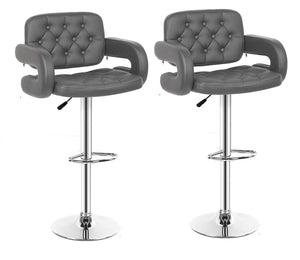 Bar Stools / Kitchen Breakfast Chairs - Set of Two - Grey Colour