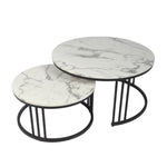 Load image into Gallery viewer, Coffee Tables - Nesting Set - Grey Faux Marble Top - Black Frame Colour
