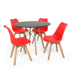 Dining Sets - Round Dining Table with Four Padded Chairs