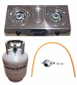 Load image into Gallery viewer, Aruif Two Burner Auto Ignition Stainless Steel Gas Stove &amp; 5Kg Cylinder
