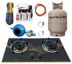 Load image into Gallery viewer, 2-Burner Tempered Glass Gas Stove &amp; 9kg &amp; Fittings with Screwdriver set
