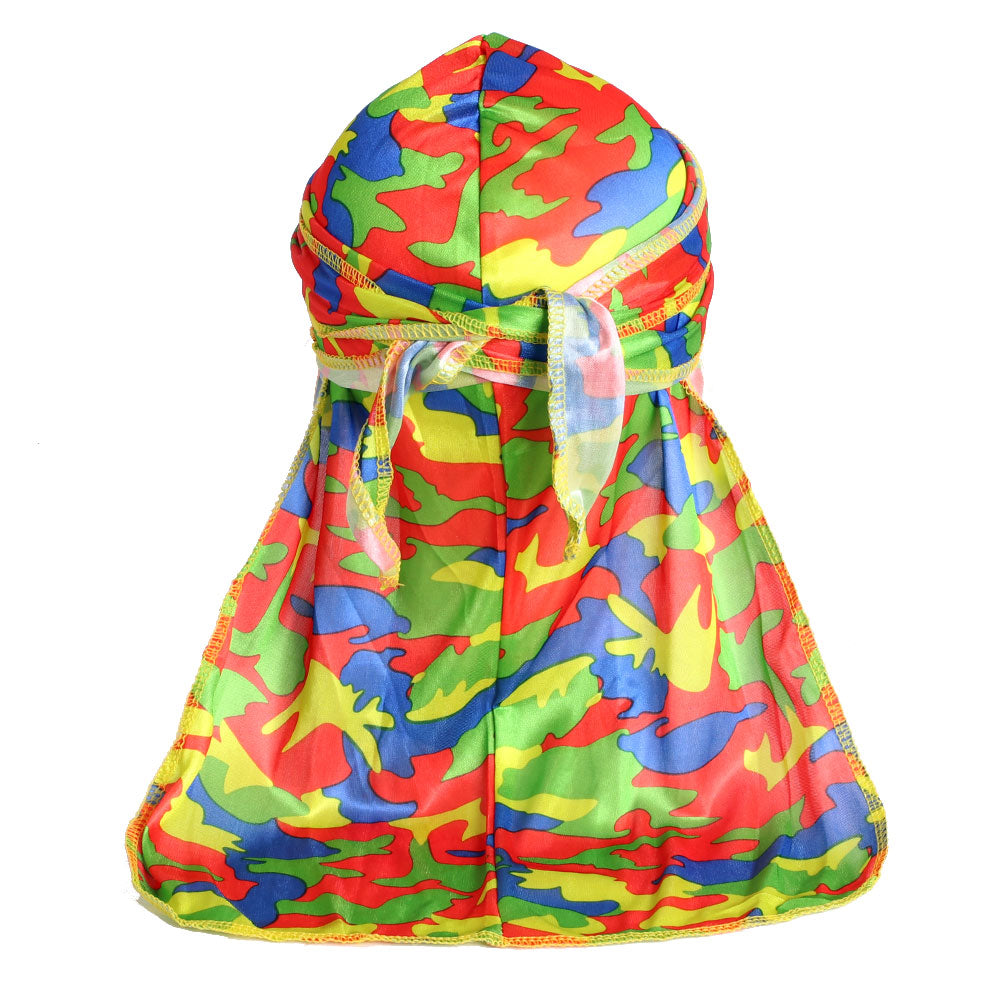 Durag Boss Silky Satin Durag with Extra Length Ties (Camouflage yellow) - 0000Art