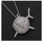 Load image into Gallery viewer, Iced CZ Shark Pendant with 20″ Rope Chain
