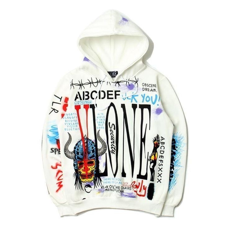 VLONE white graffiti hoodie