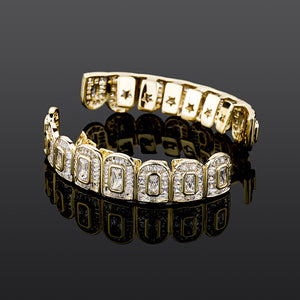 Gold Grills with Zirconia Baguette - 0000Art